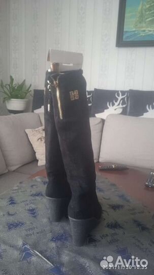 Сапоги зимние замшевые