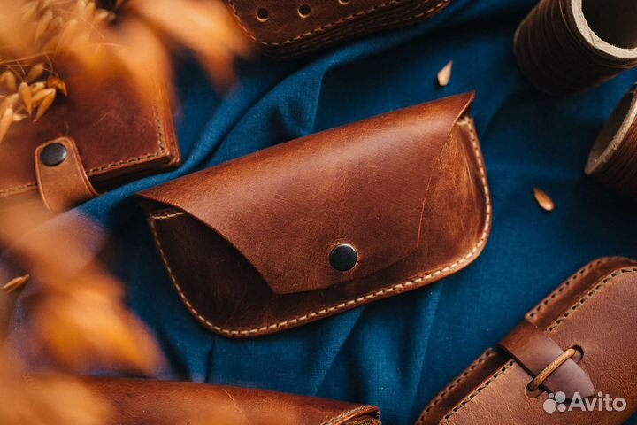 Футляр для очков кожаный, ручная работа