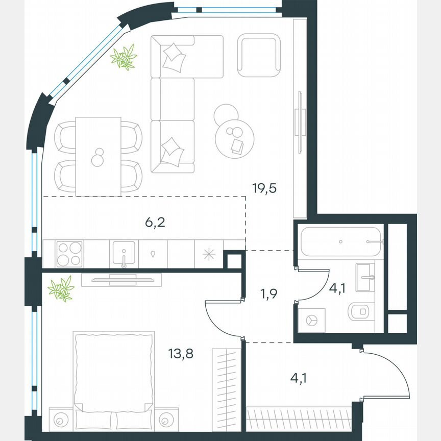 2-к. квартира, 49,6 м², 37/37 эт.
