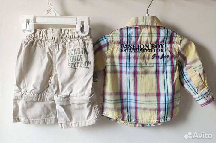 Летние вещи на мальчика шорты джинсы 9-12м
