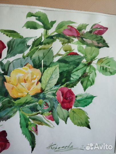 Картина акварель Розы 2006 год