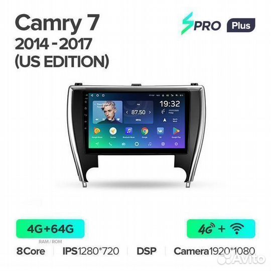 Магнитола Toyota Camry 7 XV50 55 US spro Plus 4/64