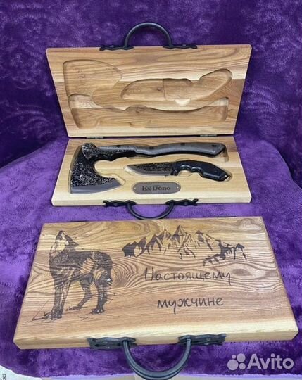 Топор кованый + нож в наборе