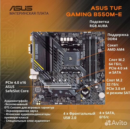 Материнская плата asus TUF gaming B550M-E