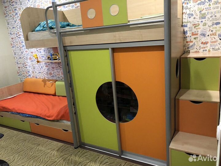 Детская Мебель - кровать чердак, шкаф