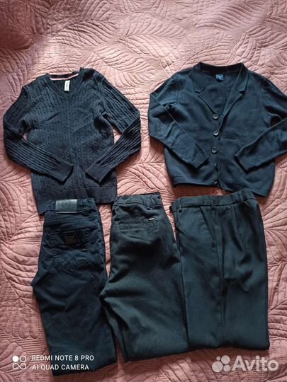 Школьные брюки, пуловер, кардиган 134-140