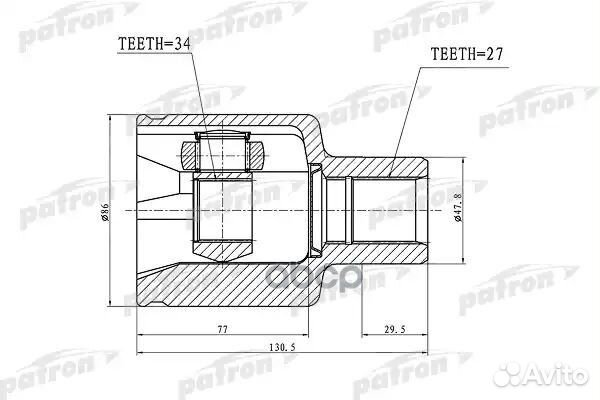 Шрус внутренний 27x47.8x34 ssang yong rexton II