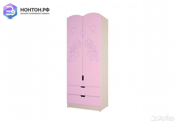Шкаф Юниор-3 Мульт розовый металлик / дуб беленый