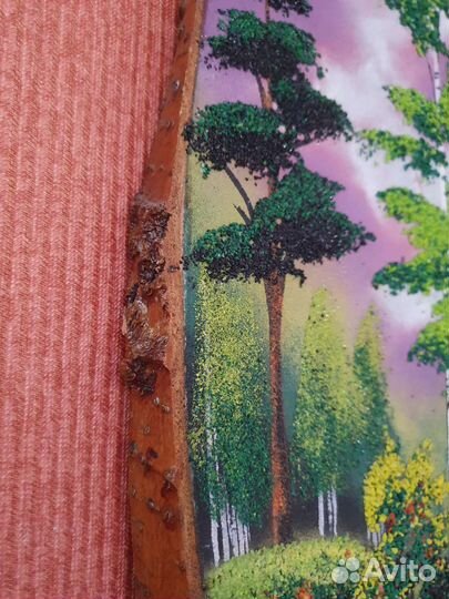 Панно / картина из камня на спиле дерева