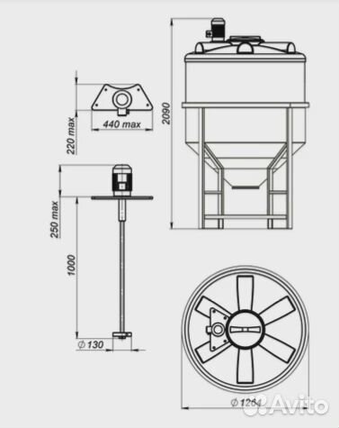 Емкость фм 1000л в обрешетке с турбинной мешалкой