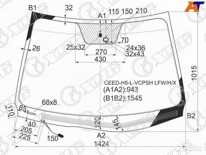 Лобовое стекло KIA ceed 5D HBK LHD 2006- ощ дд