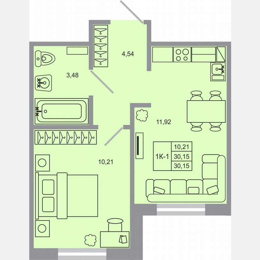 1-к. квартира, 30,2 м², 2/17 эт.