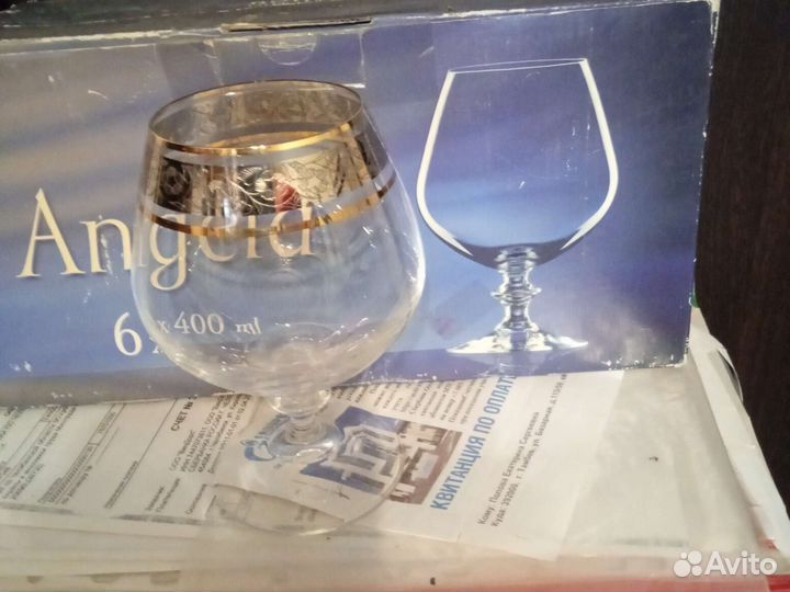 Бокалы для вина хрустальные новые