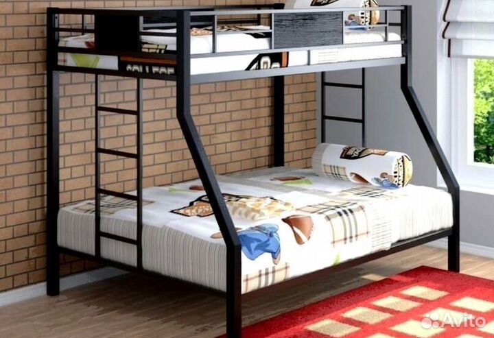 Двухъярусная кровать манеж с высокими бортиками