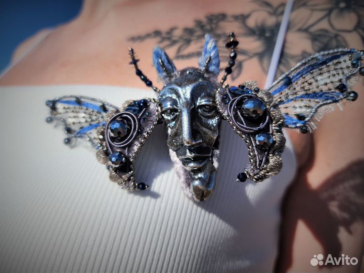 Броши Жук и Мотылек ручной работы