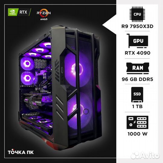 Игровой пк RTX 4090 24GB / R9 7950X3D / DDR5 96GB