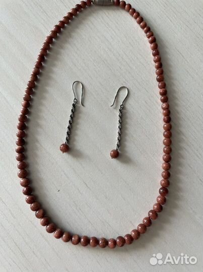 Бусы, серьги