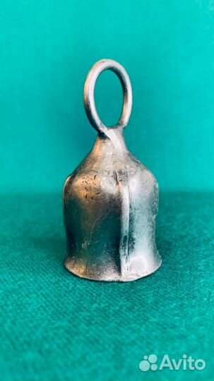 Старинный латунный с посеребрением колокольчик