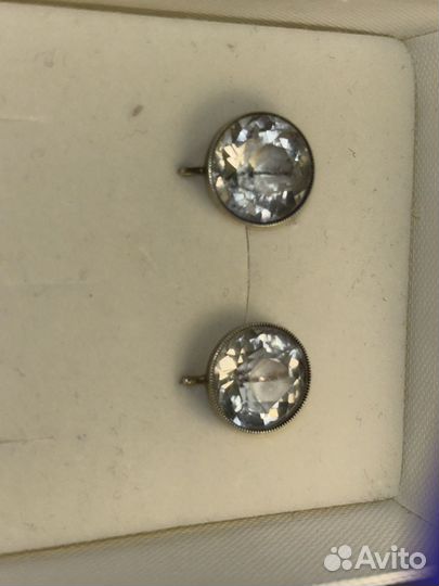 Серьги серебро875 горный хрусталь СССР