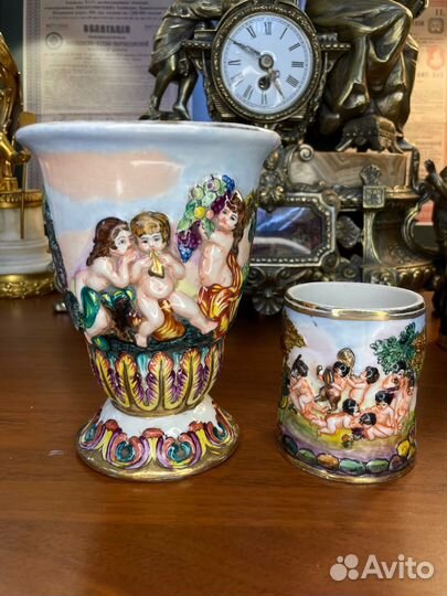 Парные вазы. Фаянс. Италия