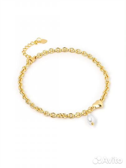 Браслет на ногу, цепочка с натуральным жемчугом