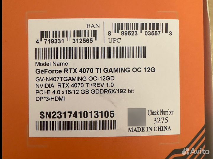 Видеокарта gigabyte GeForce RTX 4070 Ti gaming OC