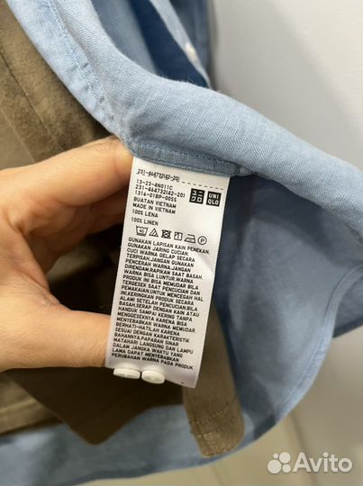 Льняная рубашка на мальчика Uniqlo р.152