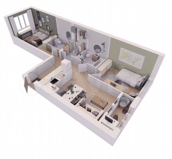 2-к. квартира, 64,3 м², 8/9 эт.