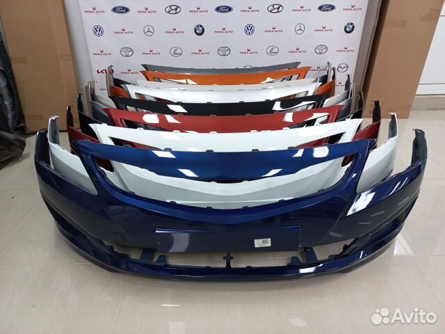 Бампер передний крашеный Hyundai Solaris Синий