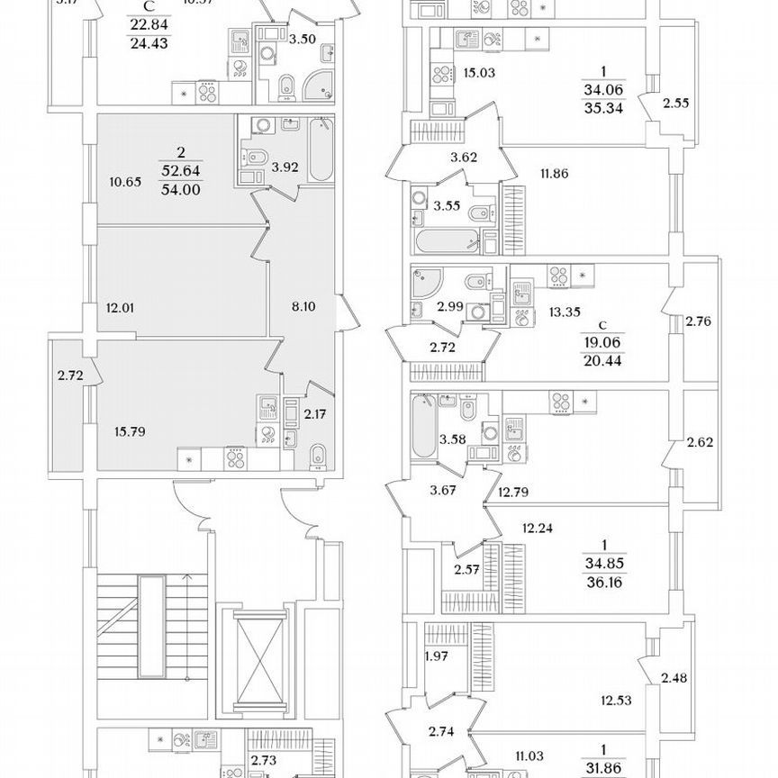 2-к. квартира, 54 м², 7/9 эт.