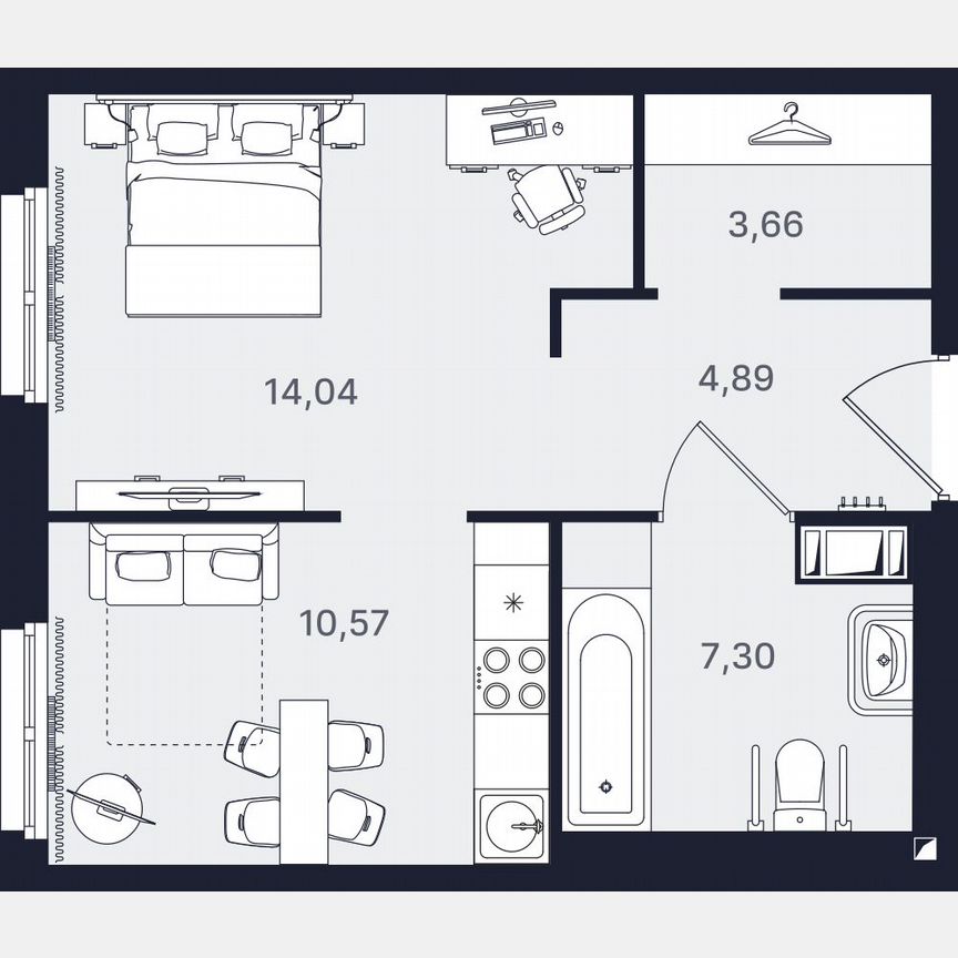 1-к. апартаменты, 40,5 м², 15/24 эт.