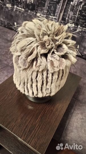 Вязанная шапка из шиншиллы