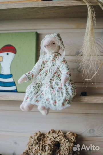 Овечка Тедди интерьерная игрушка ручной работы