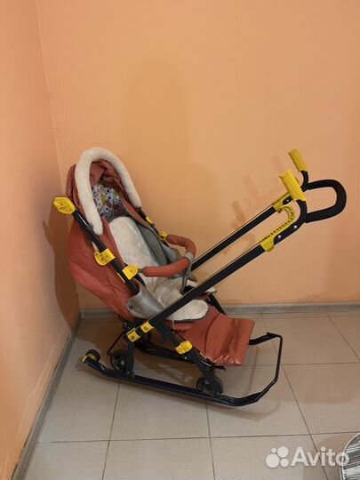 Коляска санки складные на колёсах