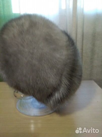 Шапка серо-голубая норка, размер 56/57