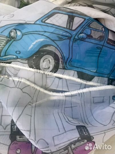 Тюль детская с машинками