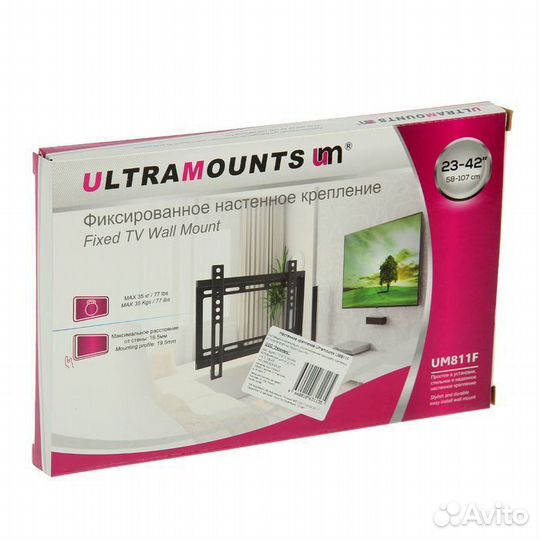 Кронштейн UM811F, для тв, фиксированный, 17-43
