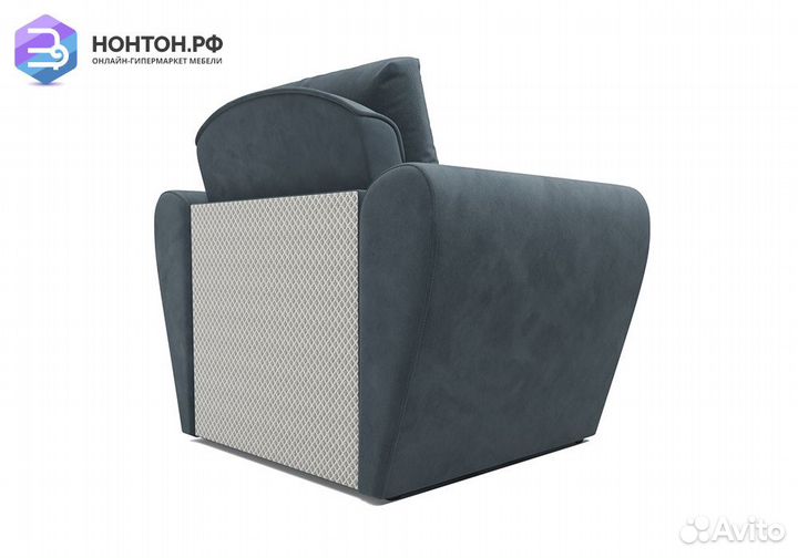 Кресло выкатное Квартет велюр серо-синий