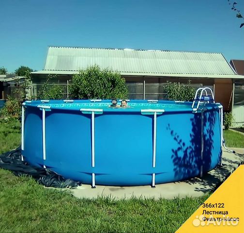 Каркасный бассейн 366х122 с лестницей и фильтром