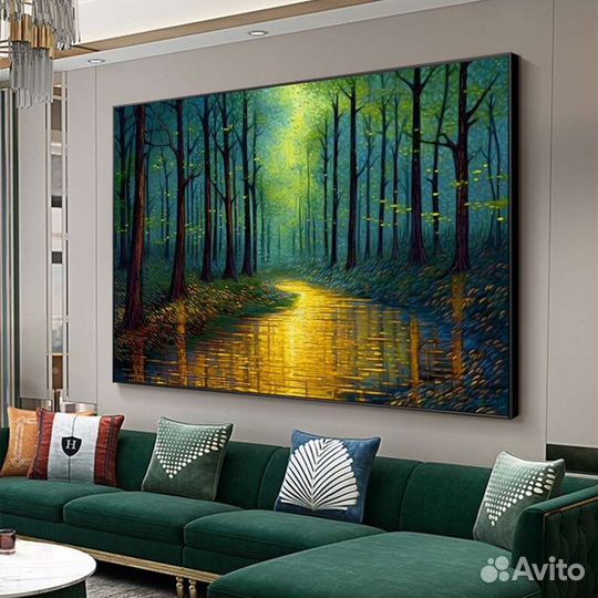 Картина маслом золотая речка