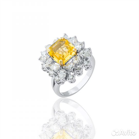 Кольцо No name с сапфиром 4,14ct и бриллиантами