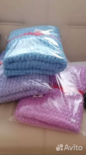 Плед детский вязаный ручная работа, alize puffy