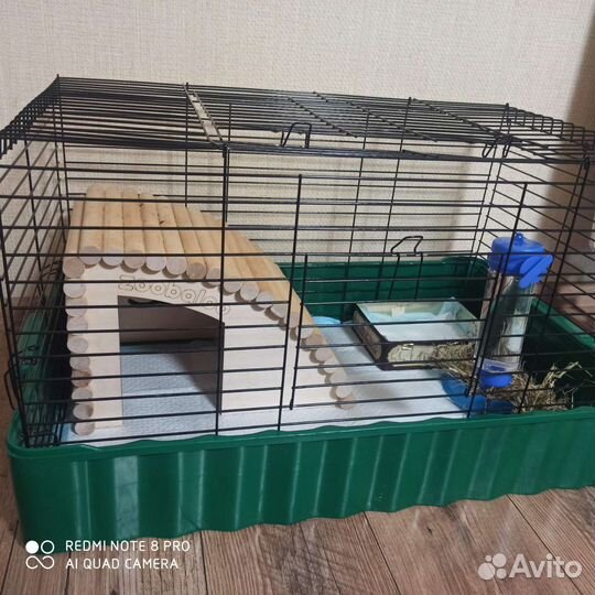 Декоративный кролик с клеткой