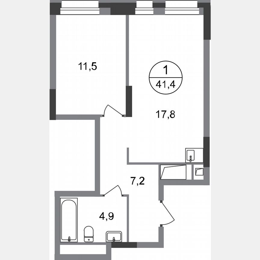1-к. квартира, 41,4 м², 16/20 эт.