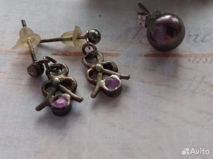 Бижутерия винтаж пакетом - серьги и клипсы