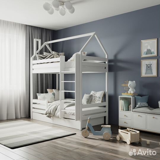 Двухъярусная кровать домик prado массива березы