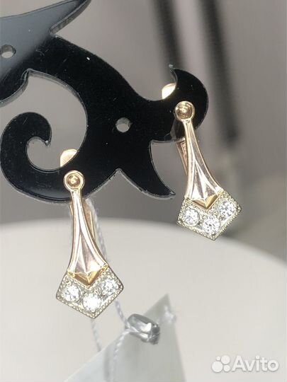 Серьги СССР с бриллиантами золото 585/3,22 гр