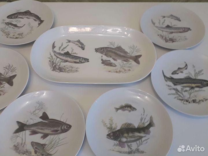 Набор тарелок Рыбы,гдр,Kahla