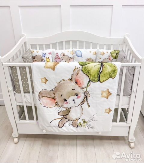 Бортики в детскую кроватку с постельным бельем