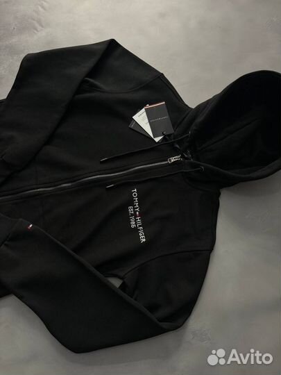 Зип худи Tommy Hilfiger черная 1985 плотная